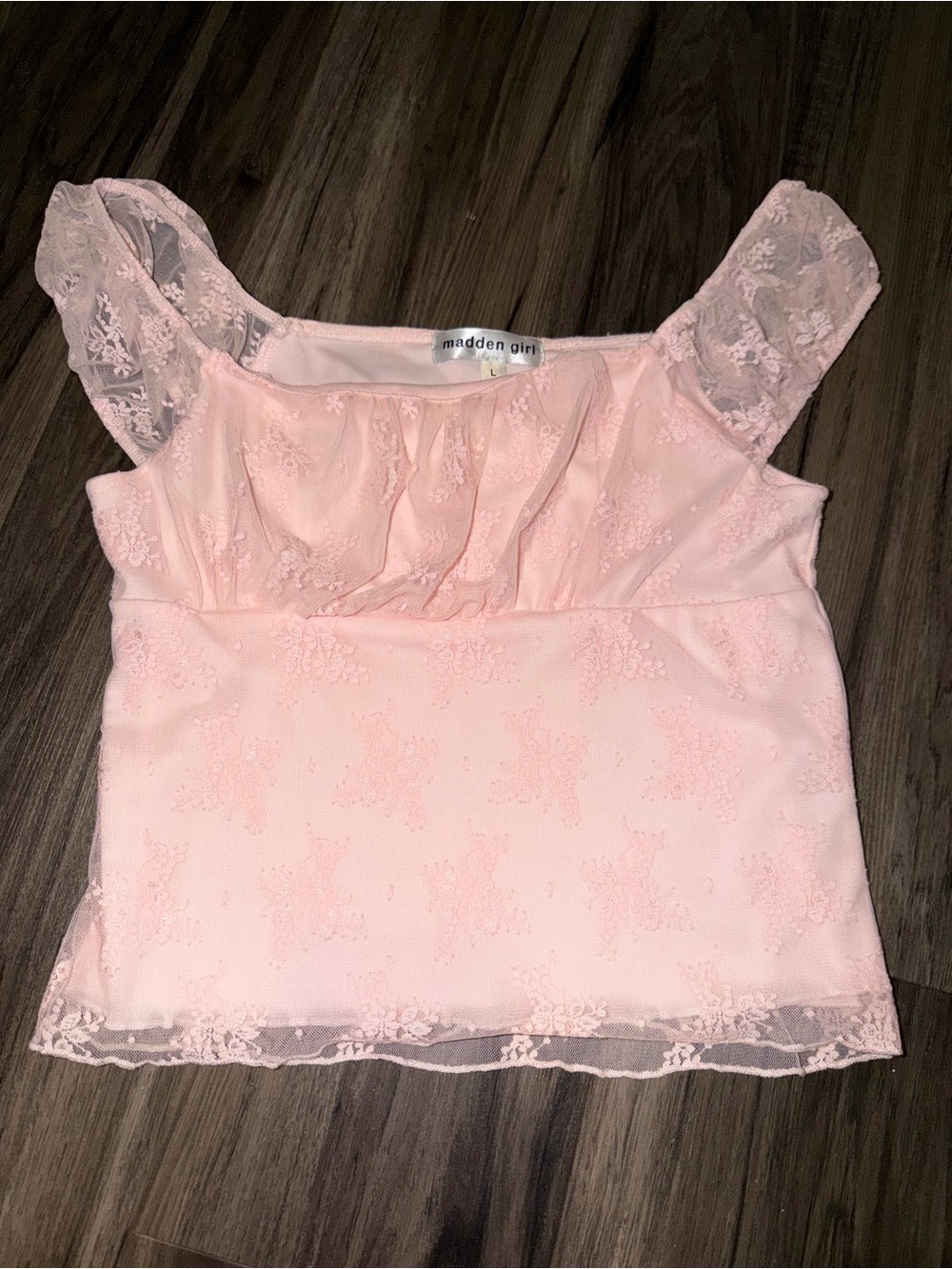 Madden Girl Pale Pink Lace Pleated Camisole